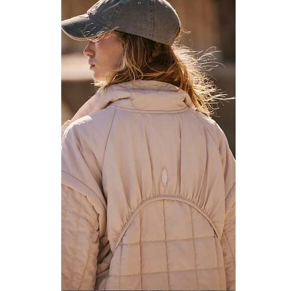 NWT Free People FP MOVEMENT Priscilla Pullover $198 LARGE Cashmere Cream 1/4 ZIP - Picture 3 of 4